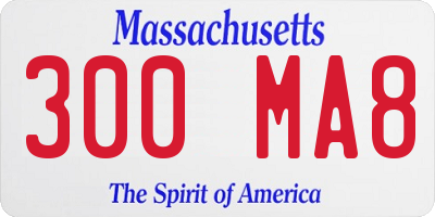 MA license plate 300MA8