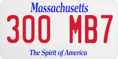 MA license plate 300MB7