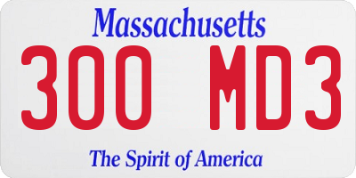 MA license plate 300MD3