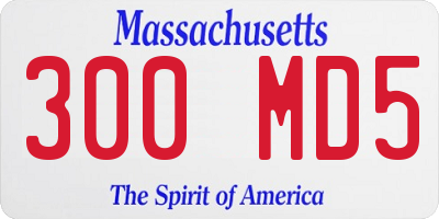 MA license plate 300MD5