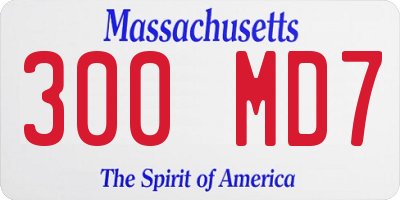 MA license plate 300MD7