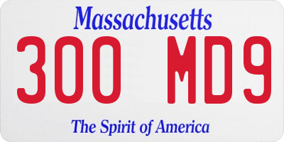 MA license plate 300MD9