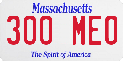 MA license plate 300ME0