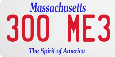 MA license plate 300ME3