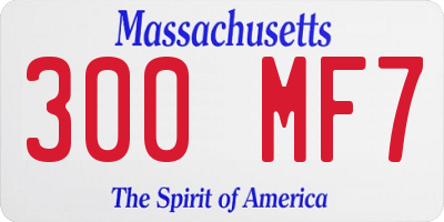 MA license plate 300MF7
