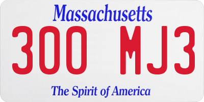 MA license plate 300MJ3
