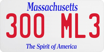 MA license plate 300ML3