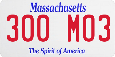 MA license plate 300MO3