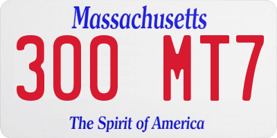 MA license plate 300MT7