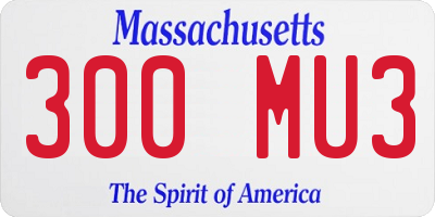 MA license plate 300MU3