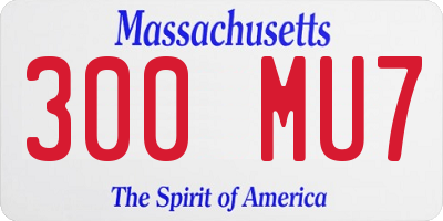 MA license plate 300MU7