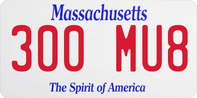 MA license plate 300MU8
