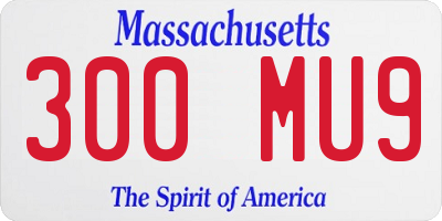 MA license plate 300MU9