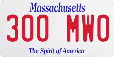 MA license plate 300MW0