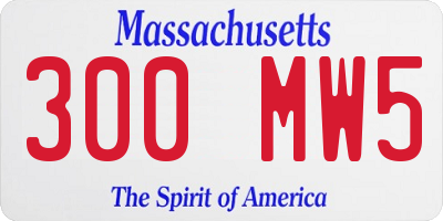 MA license plate 300MW5