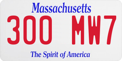 MA license plate 300MW7