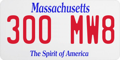 MA license plate 300MW8