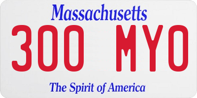 MA license plate 300MY0