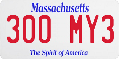 MA license plate 300MY3