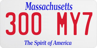 MA license plate 300MY7