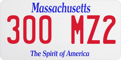 MA license plate 300MZ2