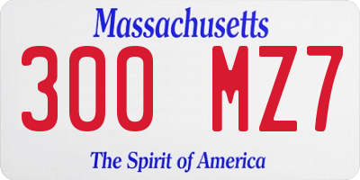 MA license plate 300MZ7