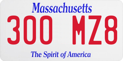MA license plate 300MZ8