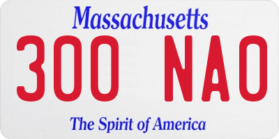 MA license plate 300NA0
