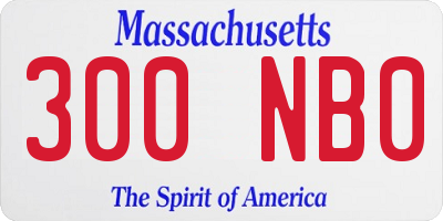 MA license plate 300NB0