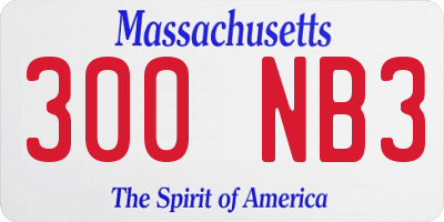 MA license plate 300NB3