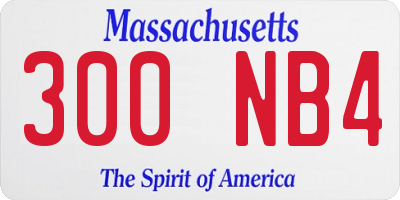 MA license plate 300NB4