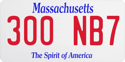 MA license plate 300NB7