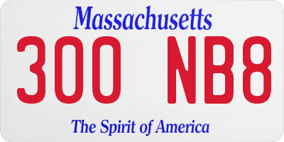 MA license plate 300NB8