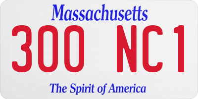 MA license plate 300NC1