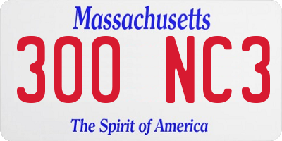MA license plate 300NC3
