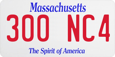 MA license plate 300NC4