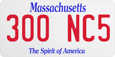 MA license plate 300NC5