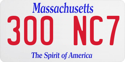 MA license plate 300NC7