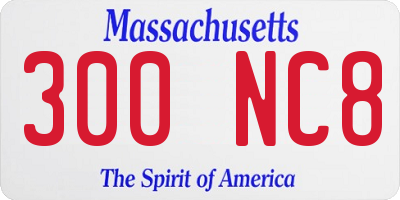 MA license plate 300NC8