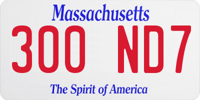 MA license plate 300ND7