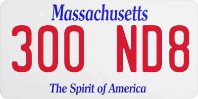 MA license plate 300ND8