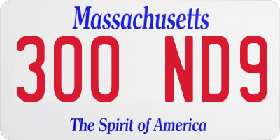 MA license plate 300ND9