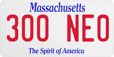 MA license plate 300NE0