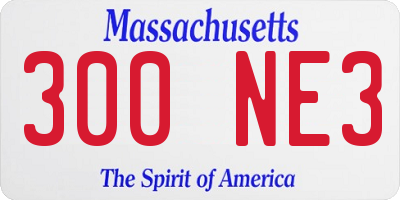 MA license plate 300NE3