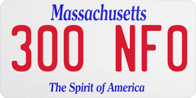MA license plate 300NF0