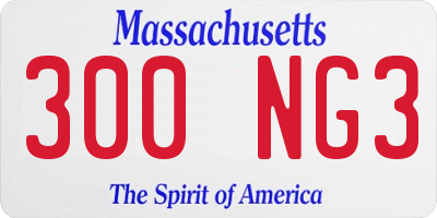 MA license plate 300NG3
