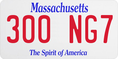 MA license plate 300NG7