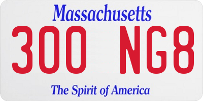 MA license plate 300NG8