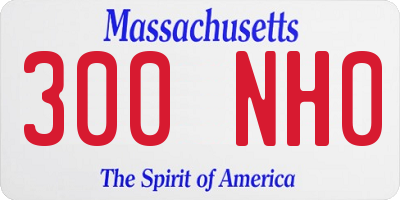 MA license plate 300NH0