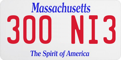 MA license plate 300NI3